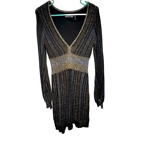 Guess | Dresses | Guess Vintage Black Gold Metallic Sexy Seventies Vibes  Nice Sweater Dress S | Poshmark